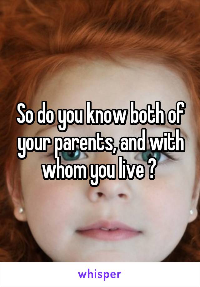 So do you know both of your parents, and with whom you live ? 