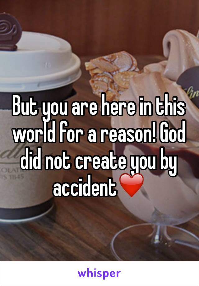 But you are here in this world for a reason! God did not create you by accident❤️