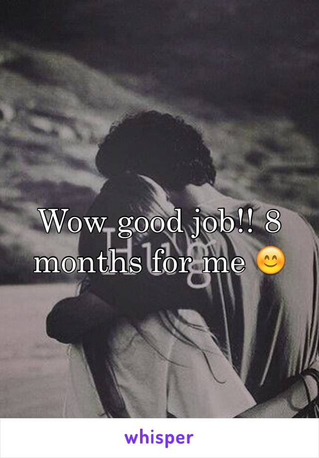 Wow good job!! 8 months for me 😊