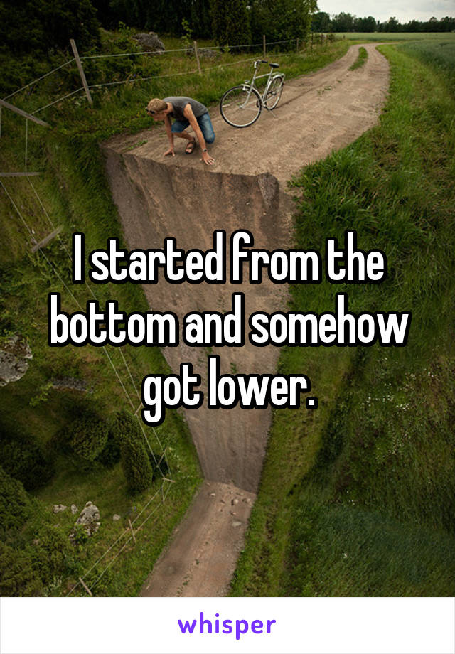 I started from the bottom and somehow got lower.