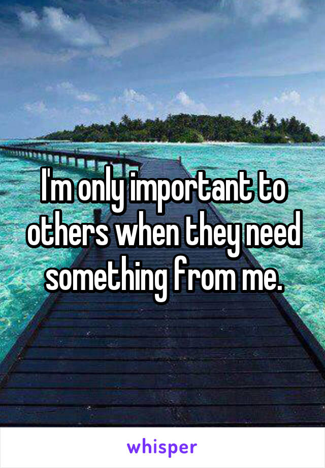 I'm only important to others when they need something from me.