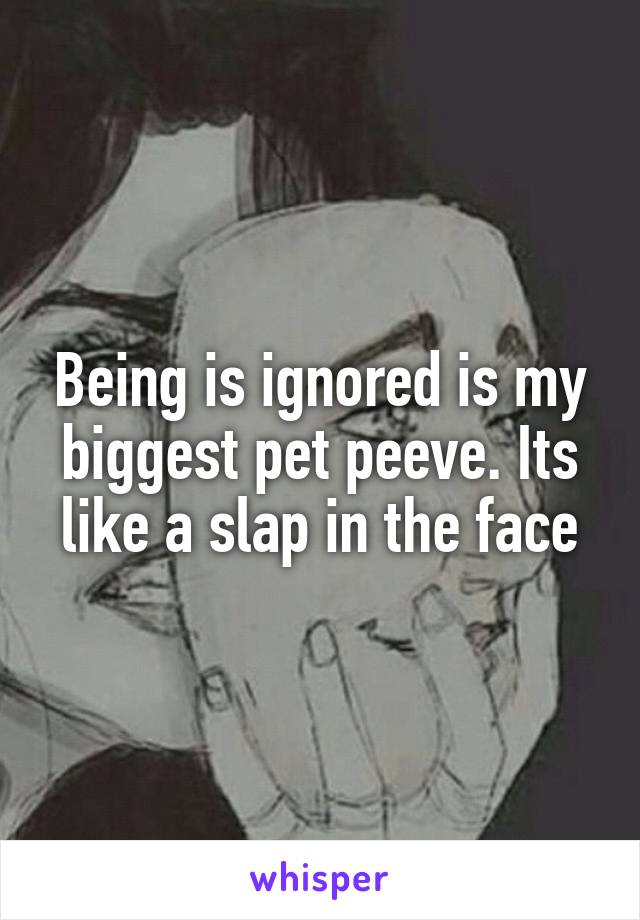 Being is ignored is my biggest pet peeve. Its like a slap in the face