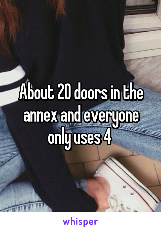 About 20 doors in the annex and everyone only uses 4 