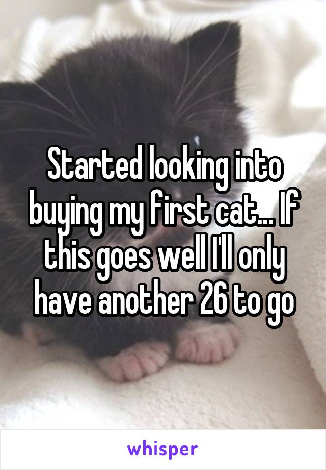 Started looking into buying my first cat... If this goes well I'll only have another 26 to go