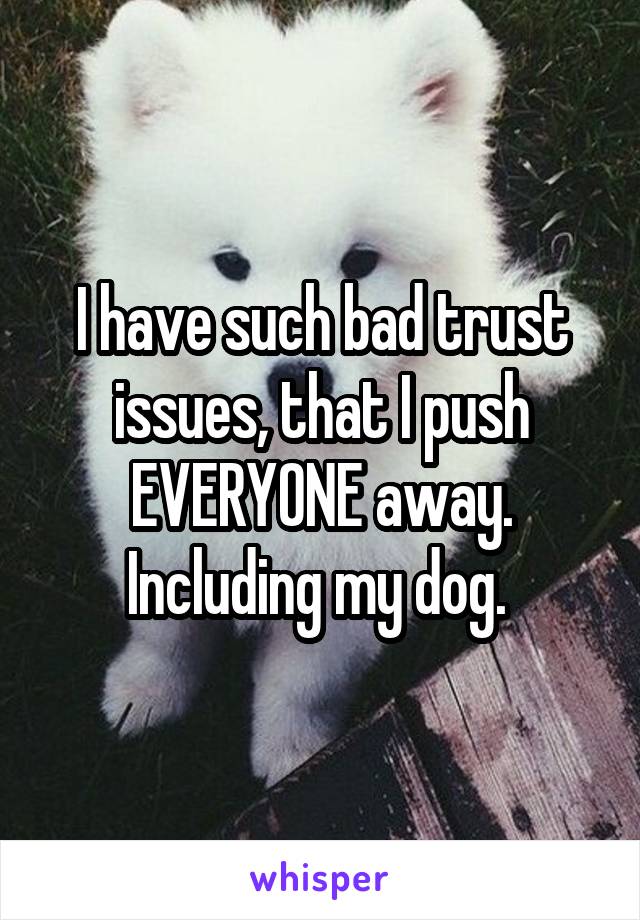 I have such bad trust issues, that I push EVERYONE away. Including my dog. 