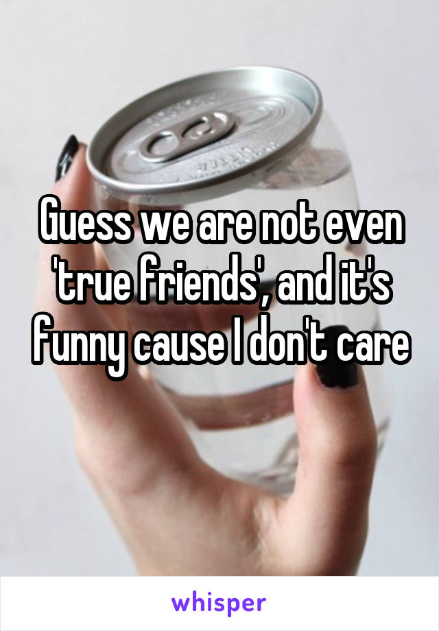 Guess we are not even 'true friends', and it's funny cause I don't care 