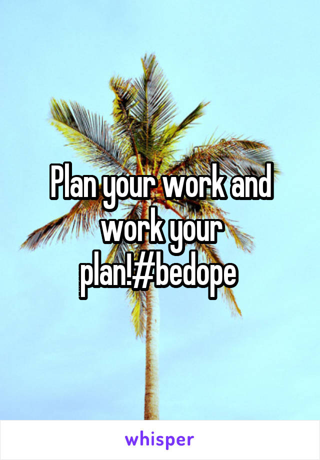 Plan your work and work your plan!#bedope 