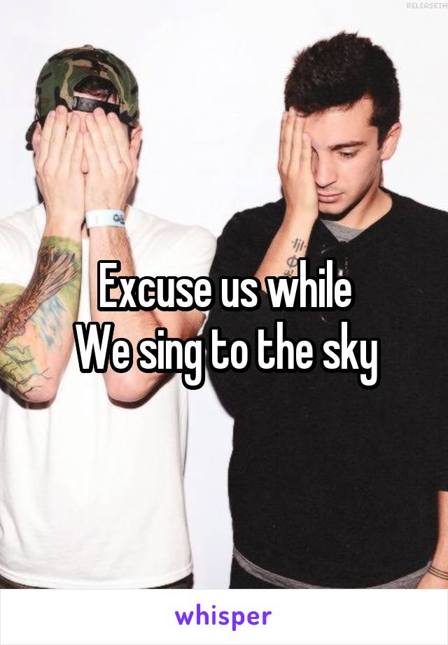 Excuse us while
We sing to the sky