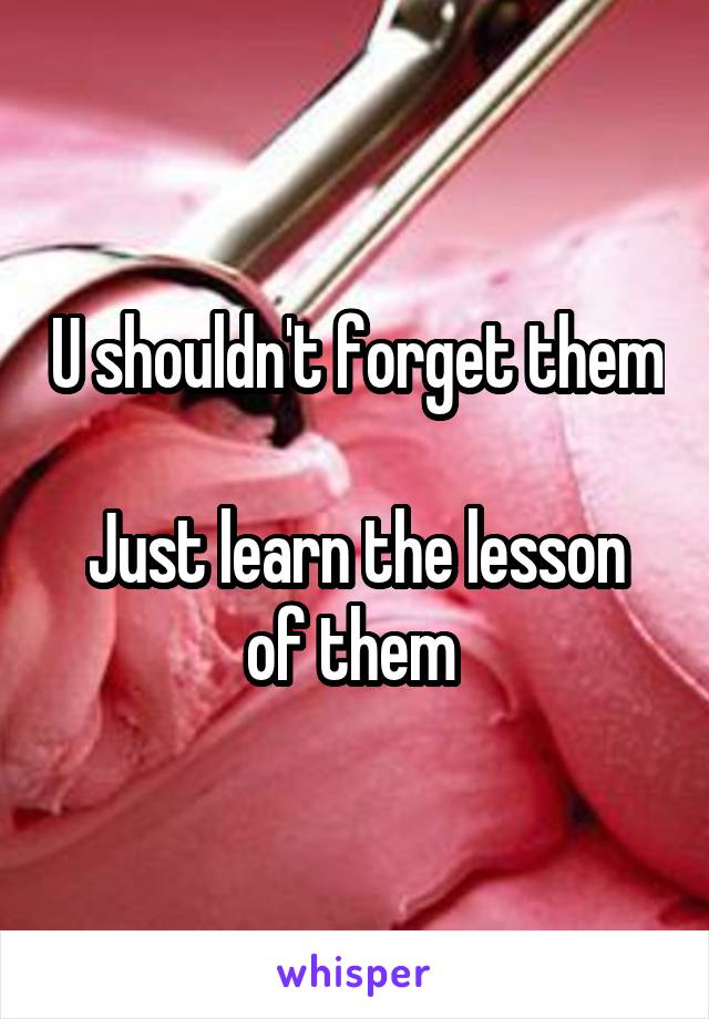 U shouldn't forget them 
Just learn the lesson of them 