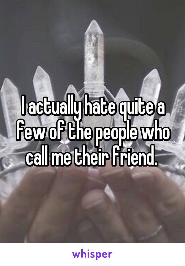 I actually hate quite a few of the people who call me their friend. 