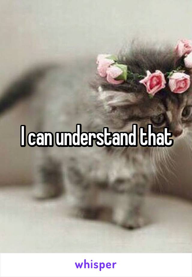 I can understand that