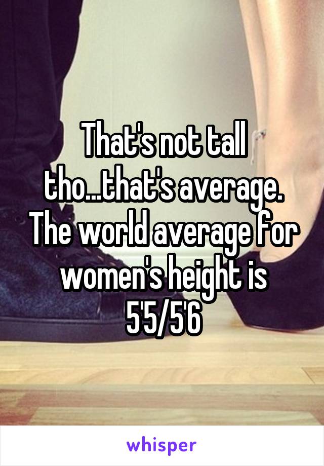 That's not tall tho...that's average. The world average for women's height is 5'5/5'6