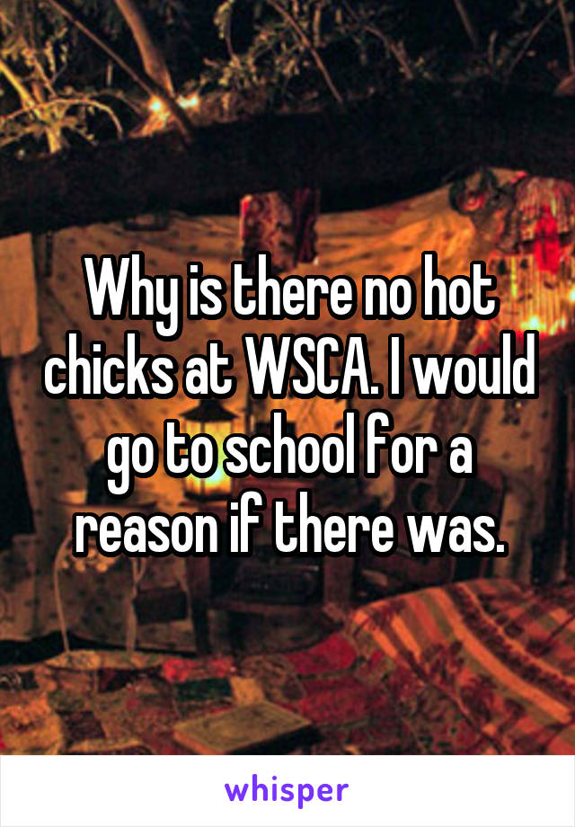 Why is there no hot chicks at WSCA. I would go to school for a reason if there was.