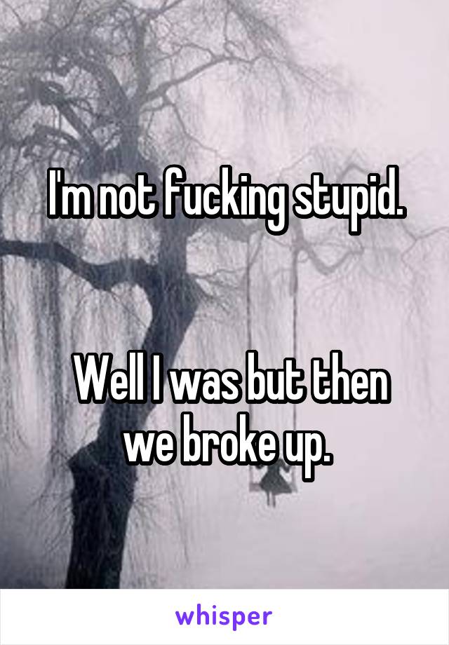 I'm not fucking stupid.


 Well I was but then we broke up.