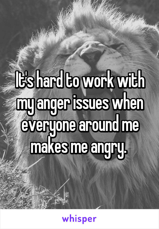 It's hard to work with my anger issues when everyone around me makes me angry. 