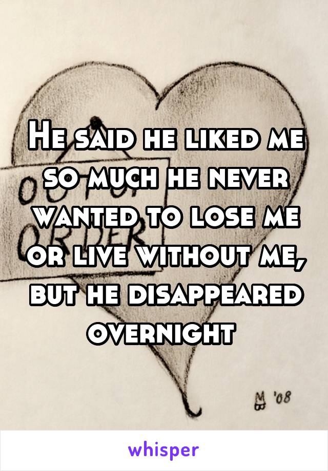 He said he liked me so much he never wanted to lose me or live without me, but he disappeared overnight 