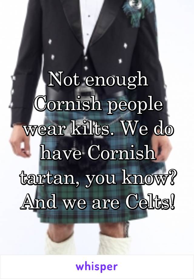 Not enough Cornish people wear kilts. We do have Cornish tartan, you know? And we are Celts!