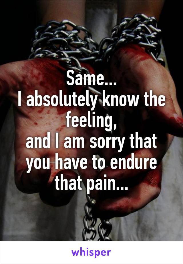 Same...
I absolutely know the feeling,
and I am sorry that you have to endure that pain...
