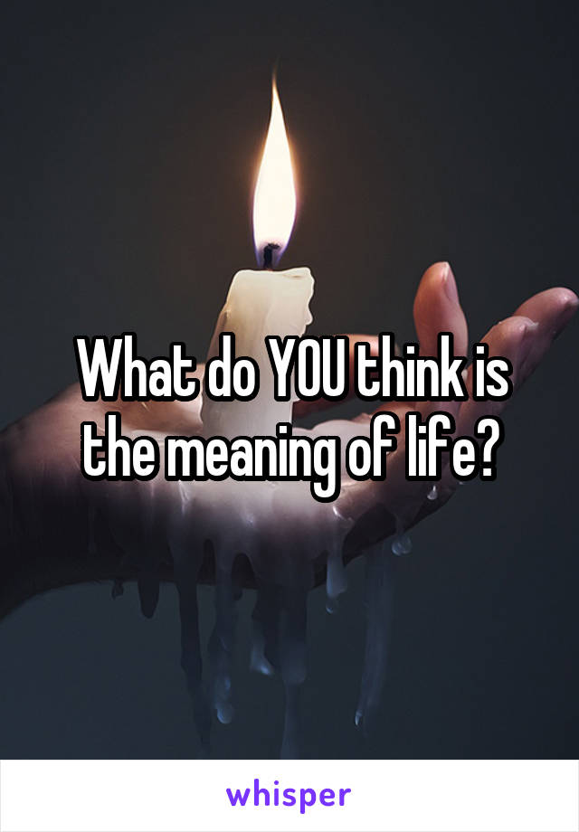 What do YOU think is the meaning of life?