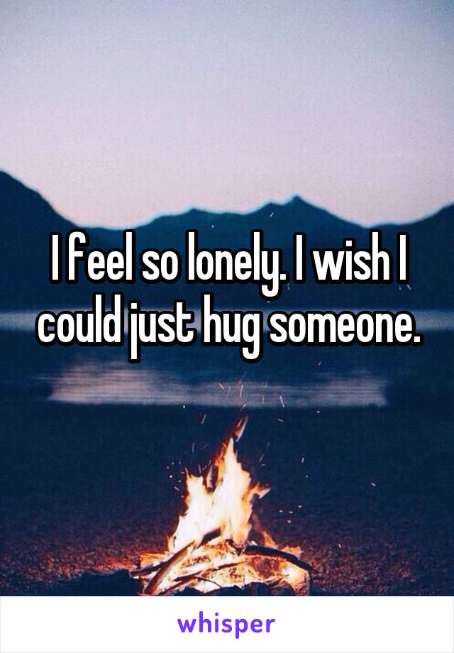 I feel so lonely. I wish I could just hug someone.
