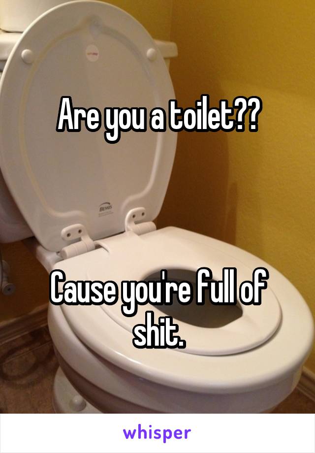 Are you a toilet??



Cause you're full of shit.