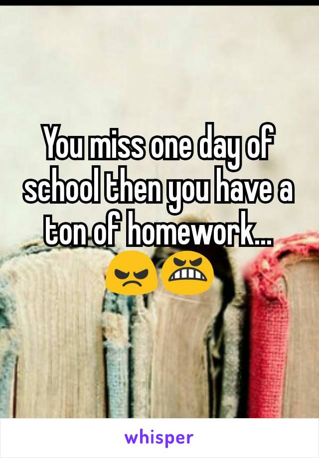 You miss one day of school then you have a ton of homework...
😠😬