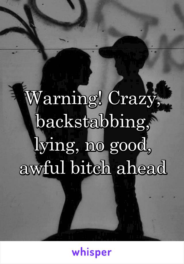 Warning! Crazy, backstabbing, lying, no good, awful bitch ahead