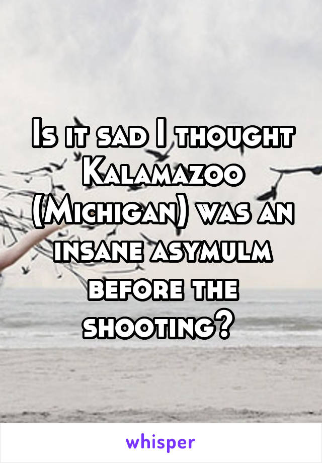 Is it sad I thought Kalamazoo (Michigan) was an insane asymulm before the shooting? 