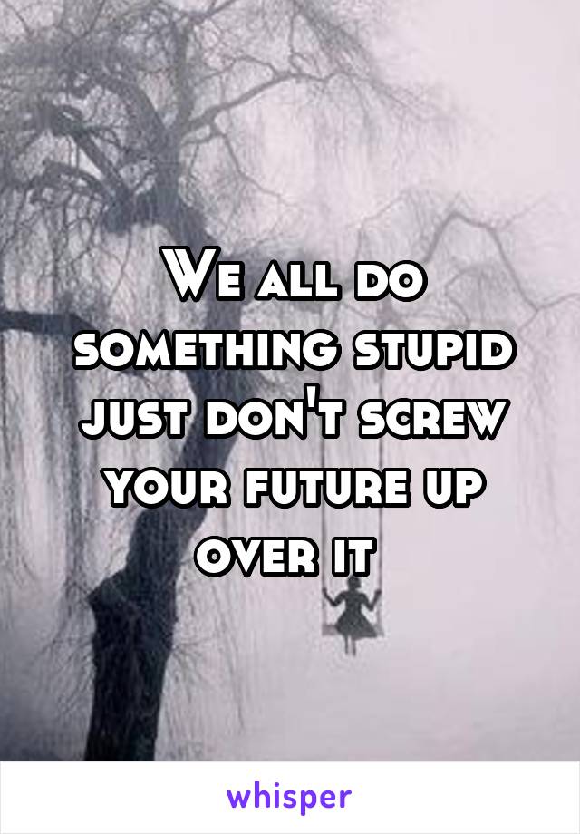 We all do something stupid just don't screw your future up over it 