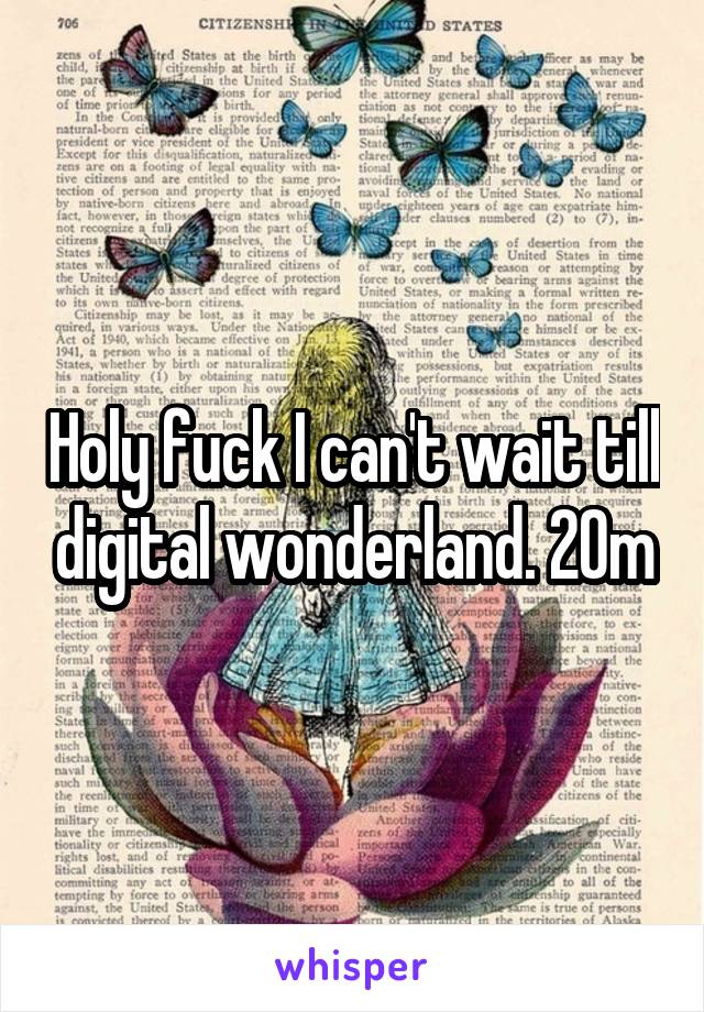 Holy fuck I can't wait till digital wonderland. 20m