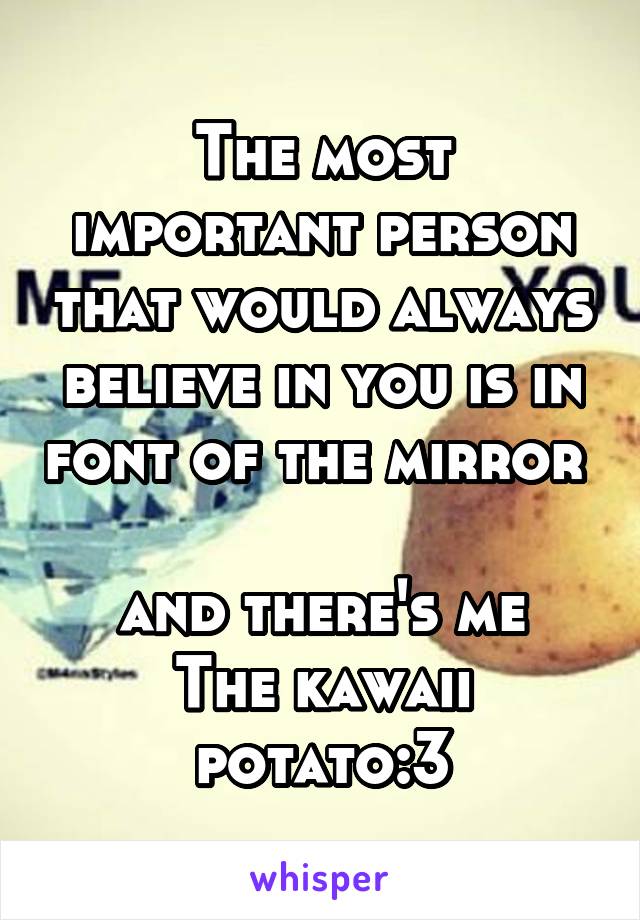 The most important person that would always believe in you is in font of the mirror 

and there's me
The kawaii potato:3