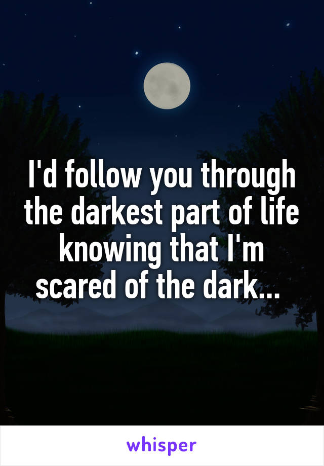 I'd follow you through the darkest part of life knowing that I'm scared of the dark... 