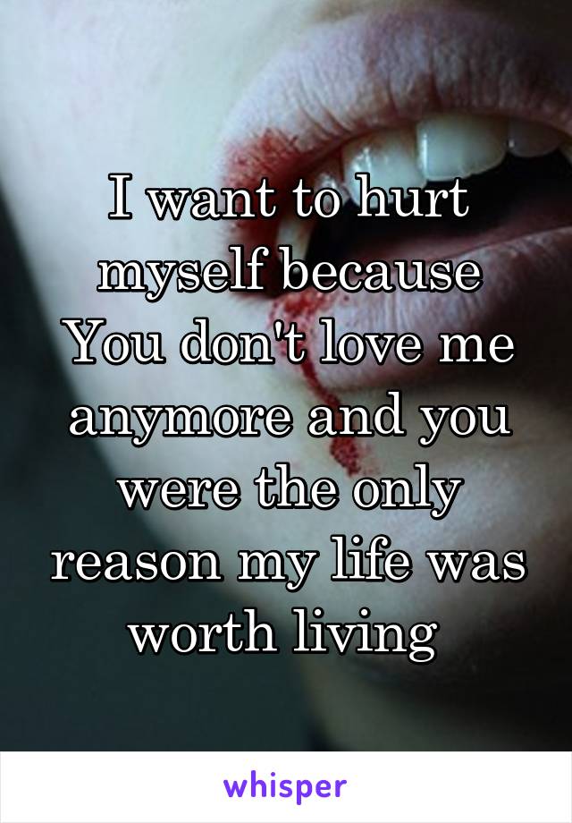 I want to hurt myself because You don't love me anymore and you were the only reason my life was worth living 