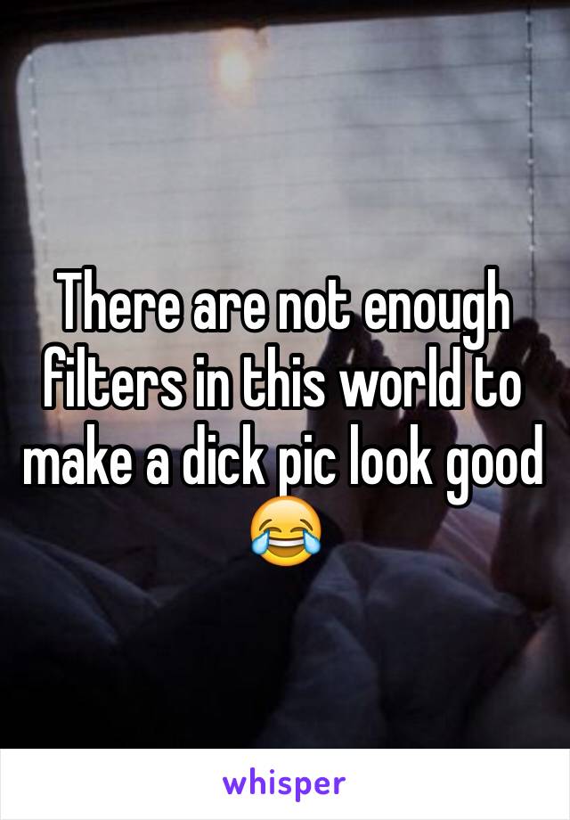 There are not enough filters in this world to make a dick pic look good 😂