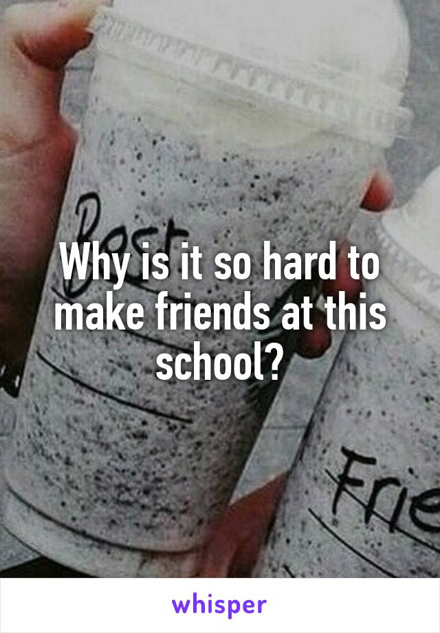 Why is it so hard to make friends at this school?