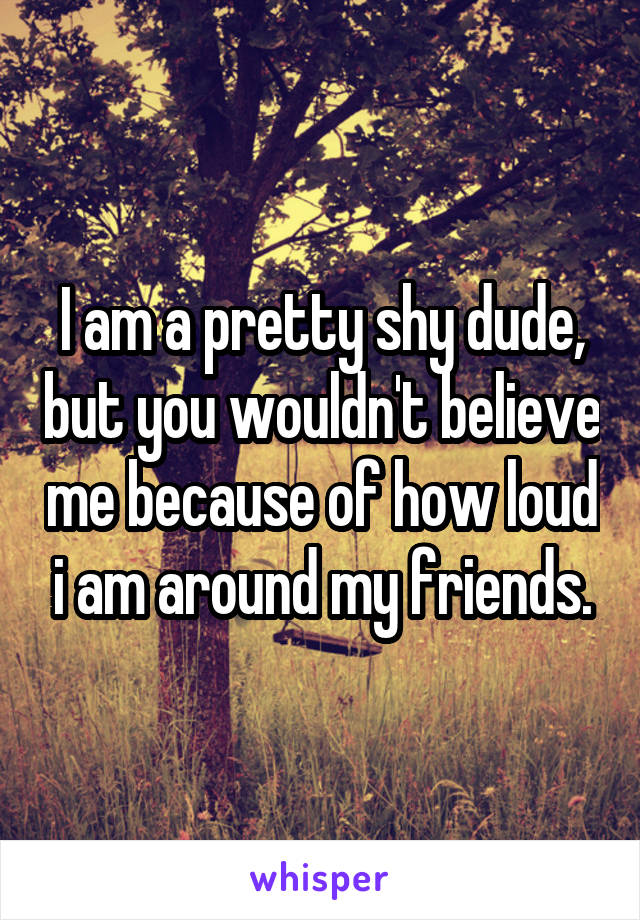 I am a pretty shy dude, but you wouldn't believe me because of how loud i am around my friends.