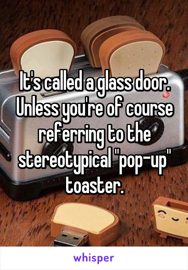 It's called a glass door. Unless you're of course referring to the stereotypical "pop-up" toaster.