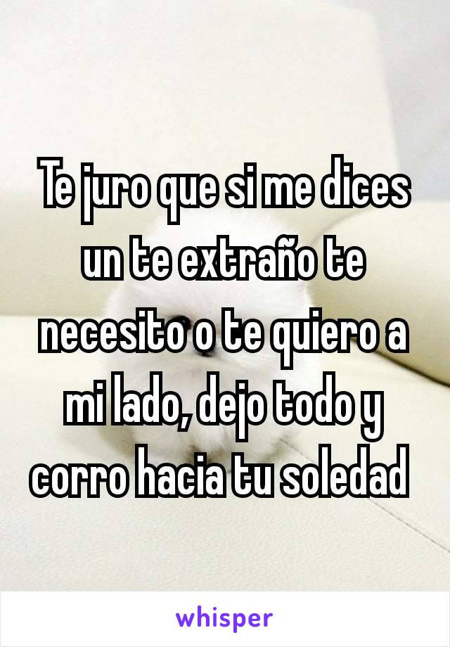 Te juro que si me dices un te extraño te necesito o te quiero a mi lado, dejo todo y corro hacia tu soledad 