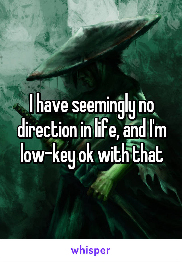 I have seemingly no direction in life, and I'm low-key ok with that