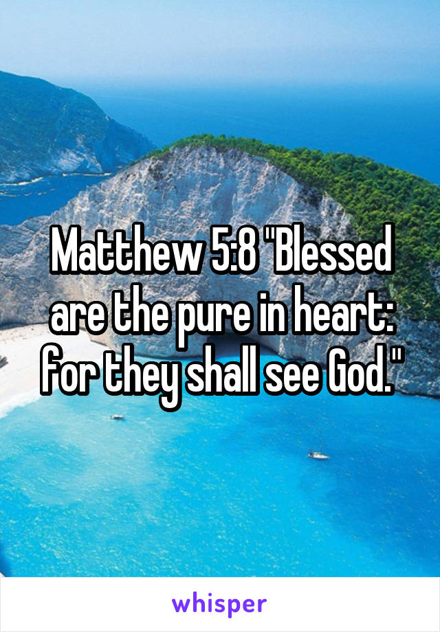 Matthew 5:8 "Blessed are the pure in heart: for they shall see God."