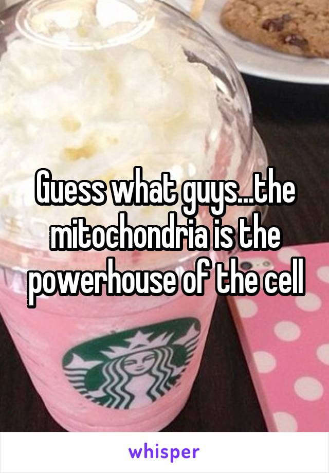 Guess what guys...the mitochondria is the powerhouse of the cell