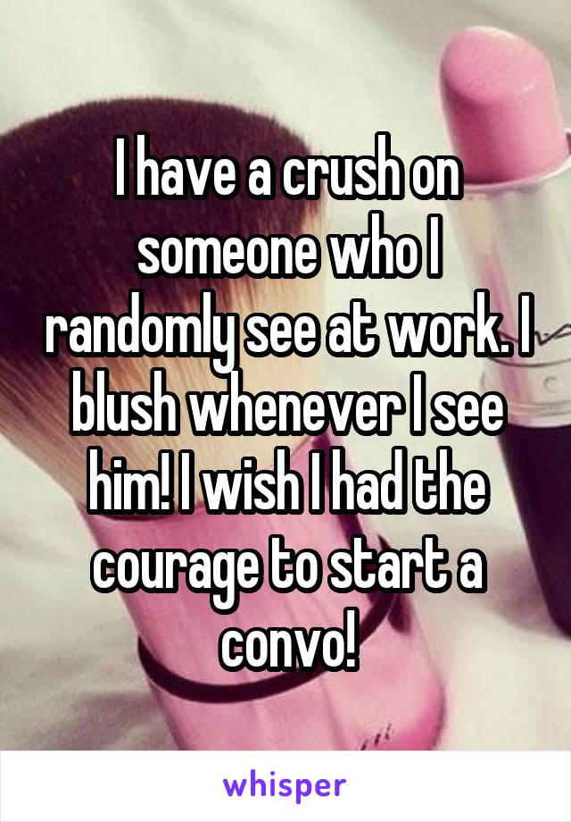 I have a crush on someone who I randomly see at work. I blush whenever I see him! I wish I had the courage to start a convo!