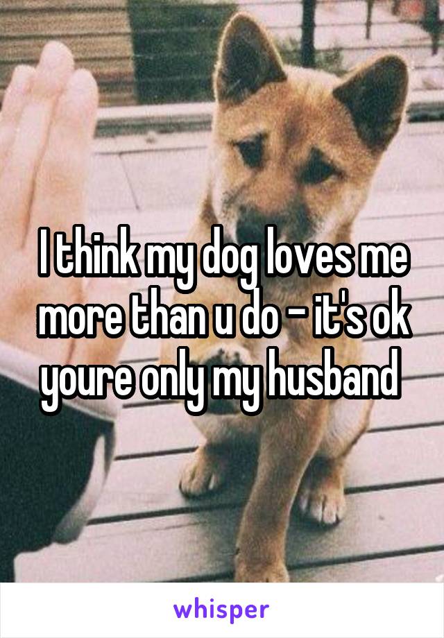 I think my dog loves me more than u do - it's ok youre only my husband 