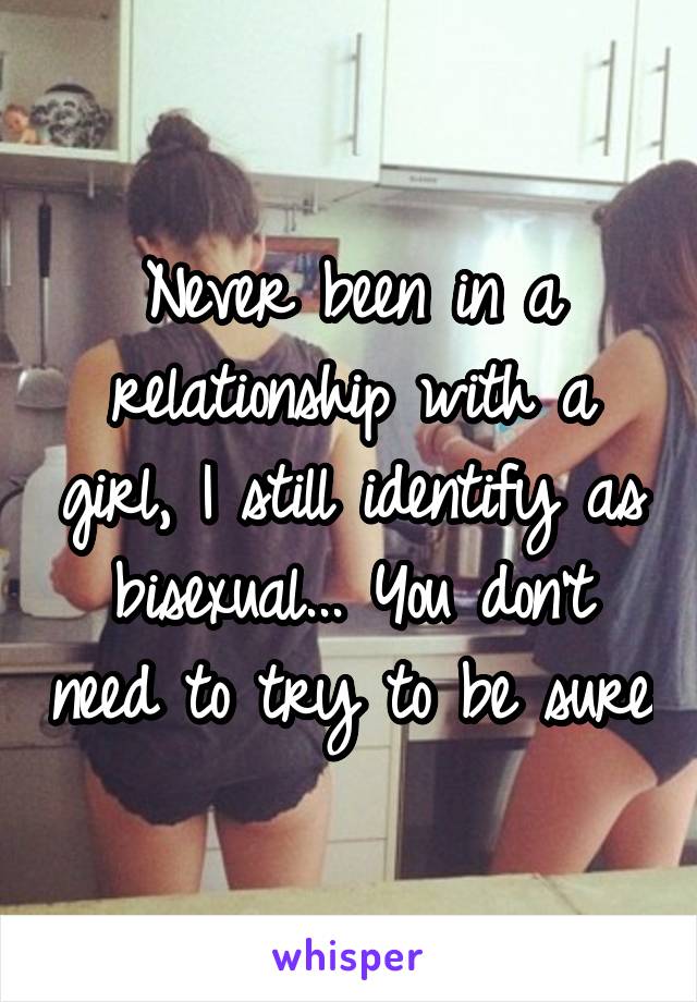 Never been in a relationship with a girl, I still identify as bisexual... You don't need to try to be sure