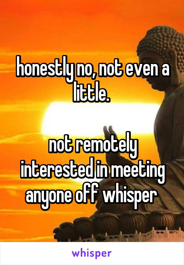 honestly no, not even a little. 

not remotely interested in meeting anyone off whisper 