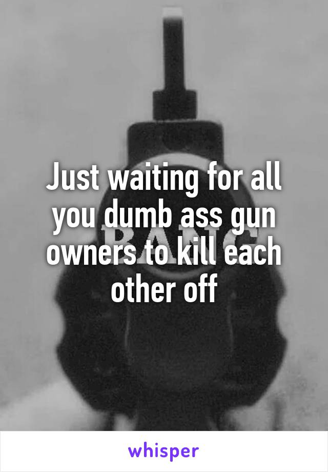 Just waiting for all you dumb ass gun owners to kill each other off