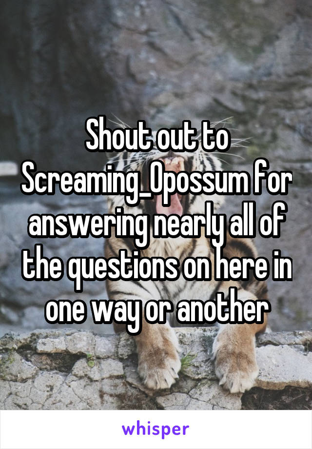 Shout out to Screaming_Opossum for answering nearly all of the questions on here in one way or another