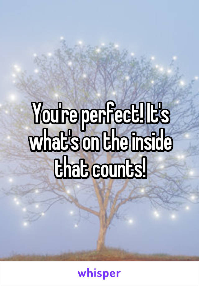 You're perfect! It's what's on the inside that counts!