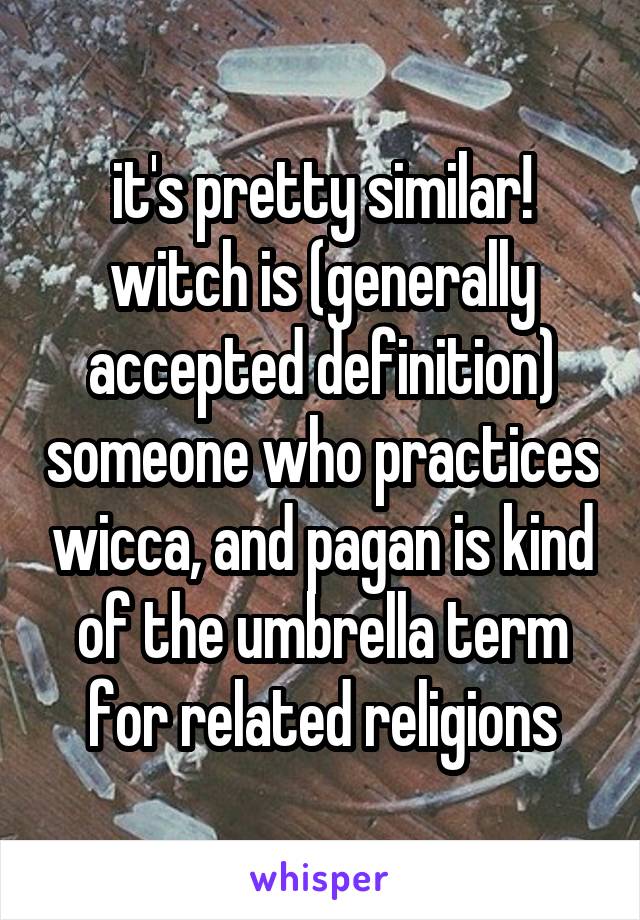 it's pretty similar! witch is (generally accepted definition) someone who practices wicca, and pagan is kind of the umbrella term for related religions