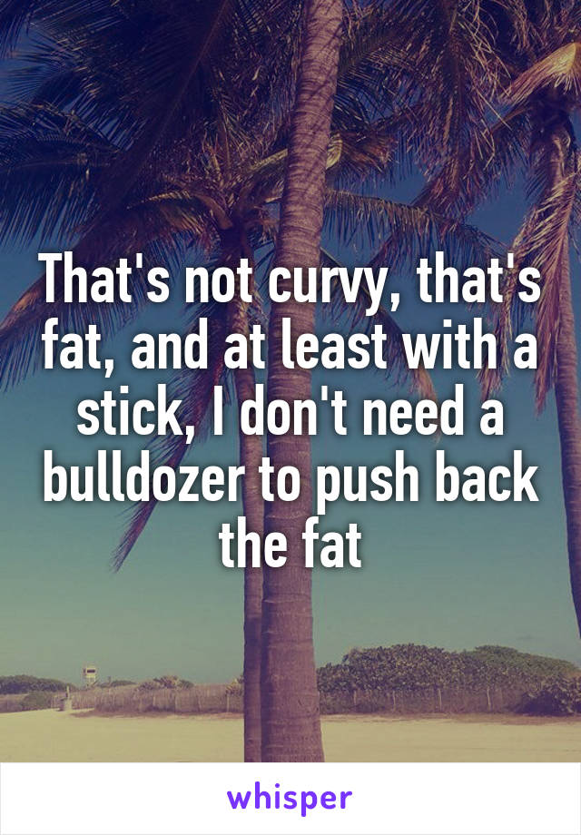 That's not curvy, that's fat, and at least with a stick, I don't need a bulldozer to push back the fat